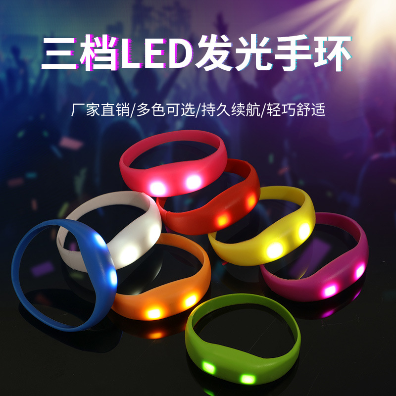 Pulsera luminosa de silicona completa led pulsera luminosa accesorios de vítores concierto pulsera luminosa accesorios de vítores