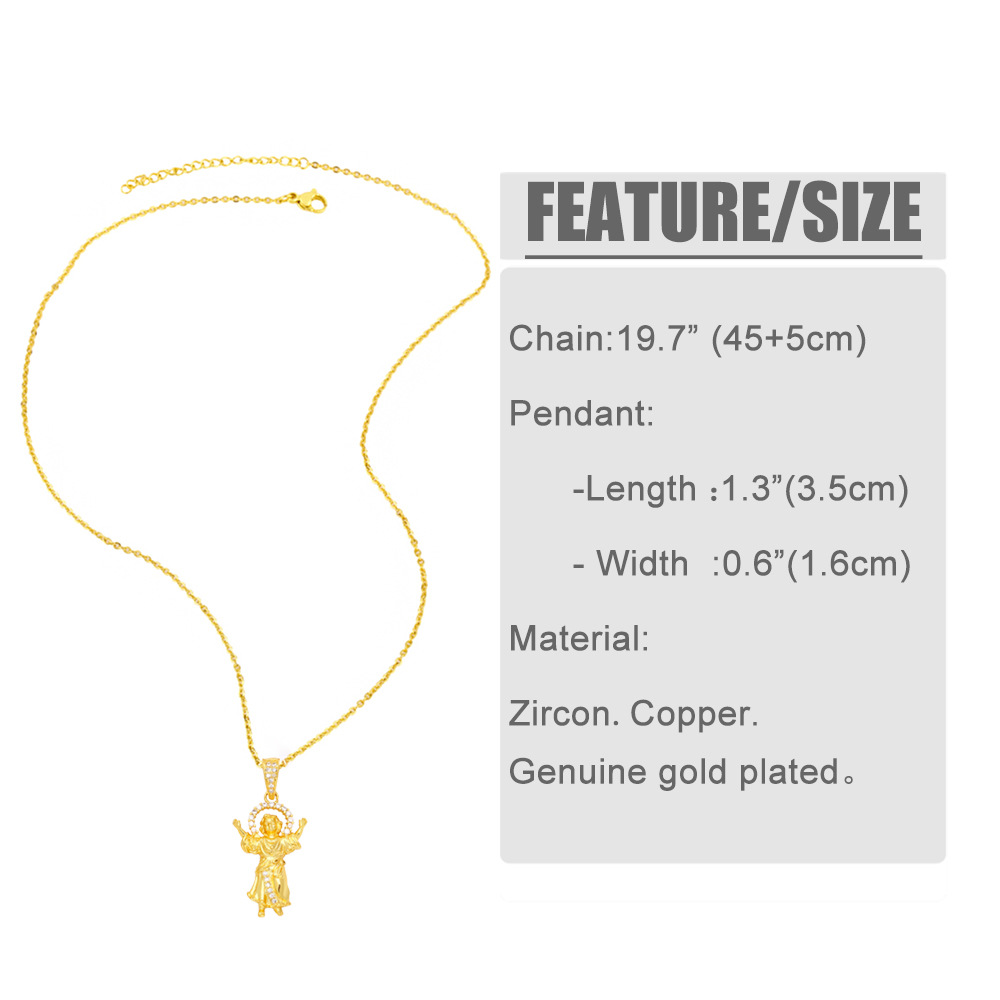 Fashion Human Copper Plating Inlay Zircon Pendant Necklace 1 Piece
