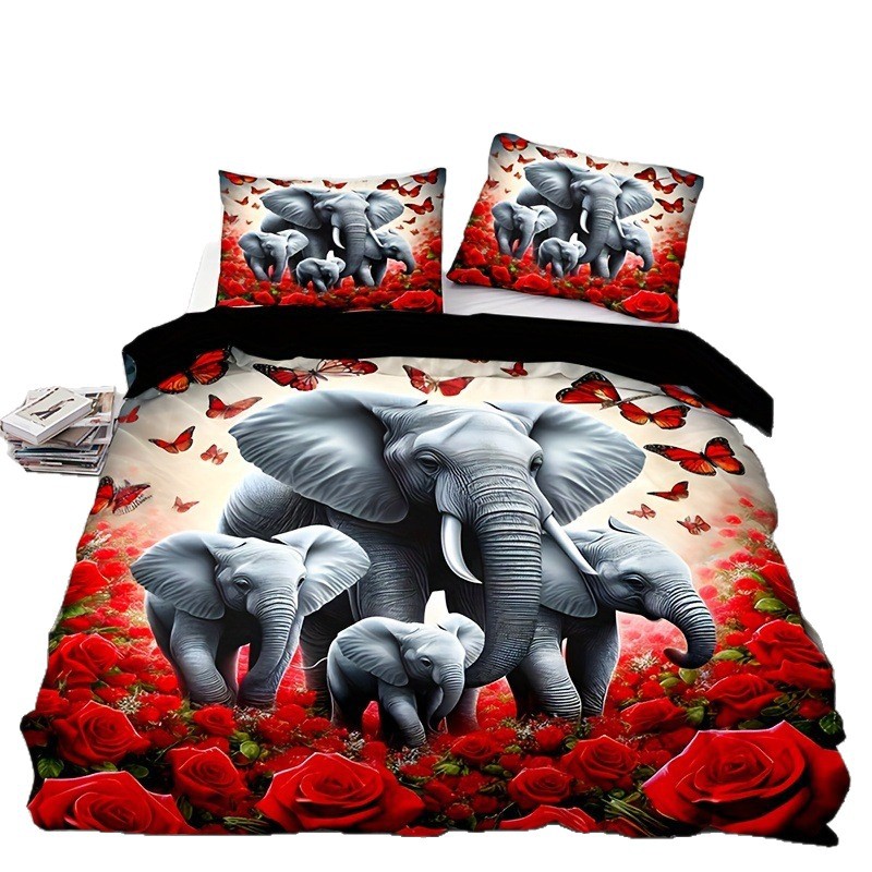 Textil doméstico transfronterizo molienda impresión digital elefante primer plano quilt kit fuente fábrica llevar a cabo tem / JIT