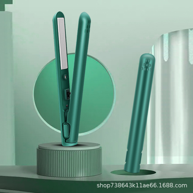 Plancha y Rizador de Cabello USB Transfronterizo, Mini Inalámbrico Portátil de Doble Uso para Dormitorios Estudiantiles