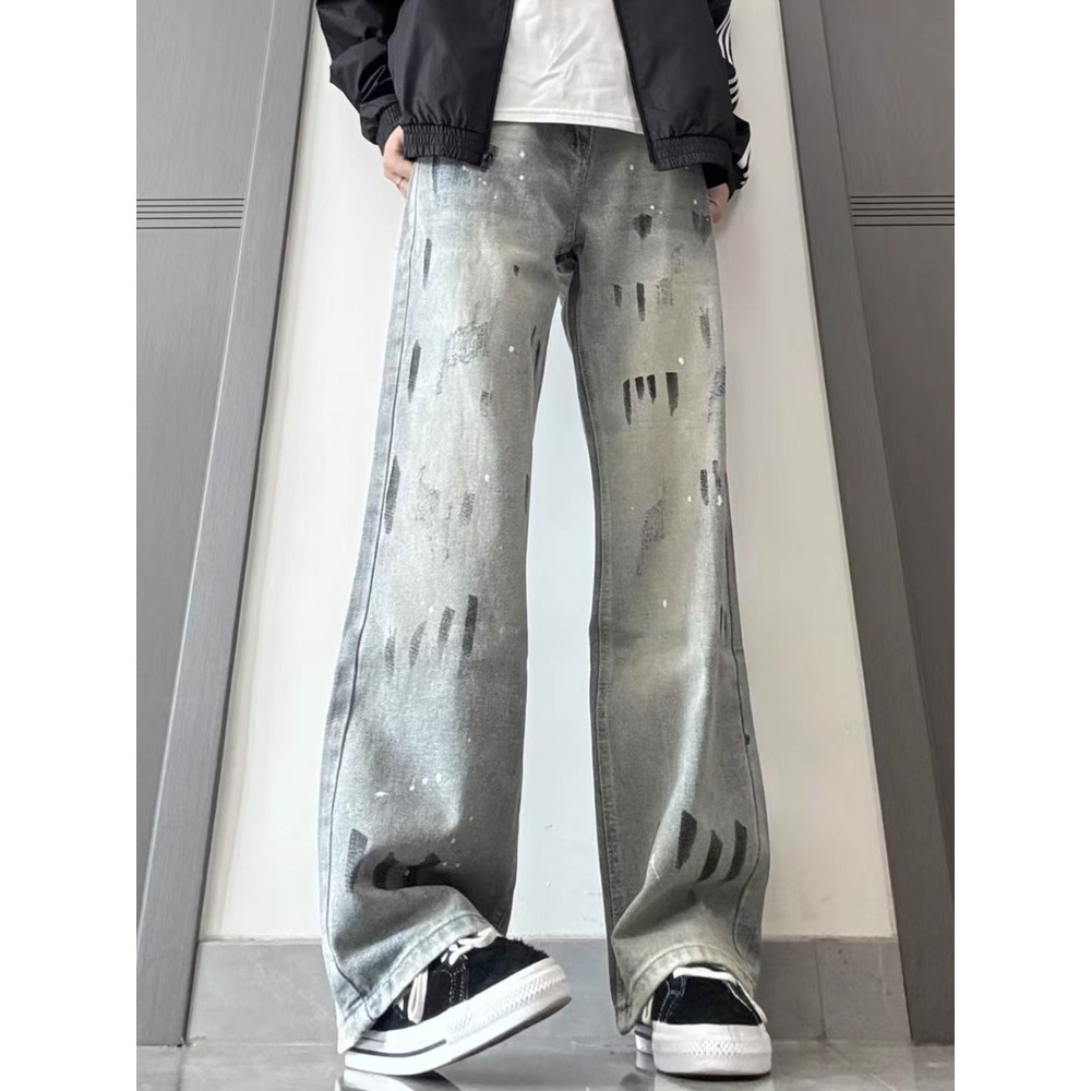 Pantalones Jeans Rectos de Tiro Alto para Hombre de Mezclilla para Uso Diario