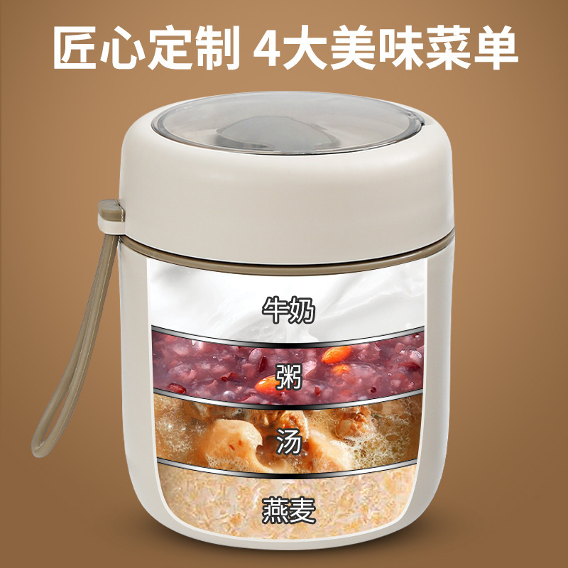 304 ステンレス鋼のポータブル朝食カップ豆乳オートミールミルクウォーターカップオフィスワーカーのための蓋付き高品質密封スープ缶|undefined