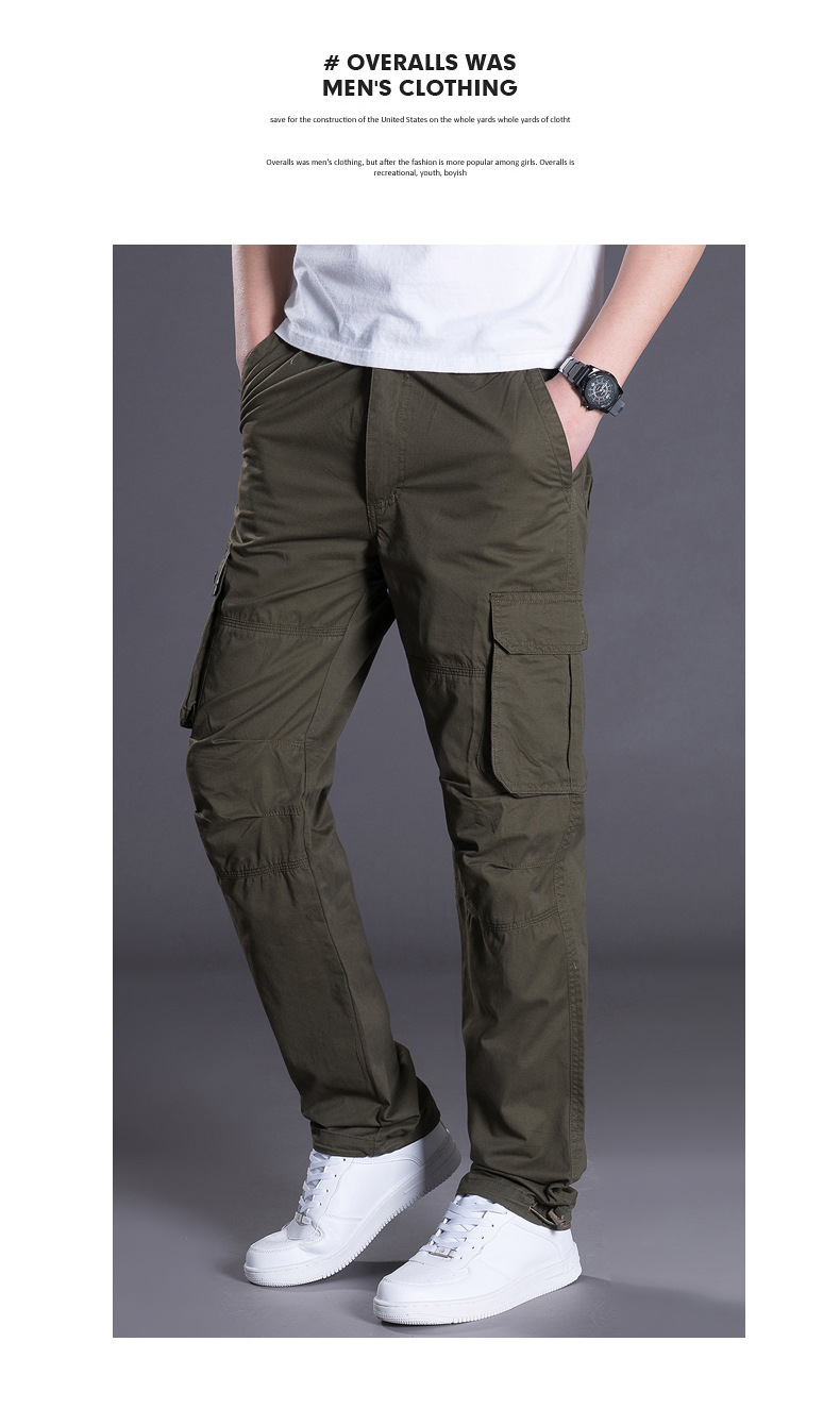 Manufacturer's Spring Multi Pocket Work Pants For Men, Loose Fit Plus Size, Pure Cotton Casual Pants, High-quality Trendy Men's Clothing_voghion.com