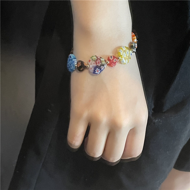 Color Flower Heart Shape Resin Glass Bracelet Wholesale Jewelry Nihaojewelry display picture 2