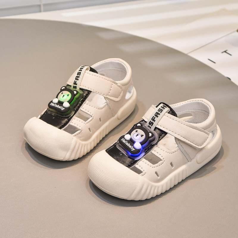 Zapatos infantiles para bebés verano nuevo flash sandalias de piel zapatos bebés transpirables dibujos animados lindos zapatos de sola suave para niños