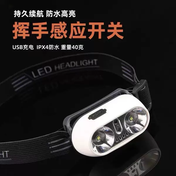 Specialized fishing headlamp, ultra-light and portable, sensor fishing light, long-lasting battery life, night fishing light, fishing gear