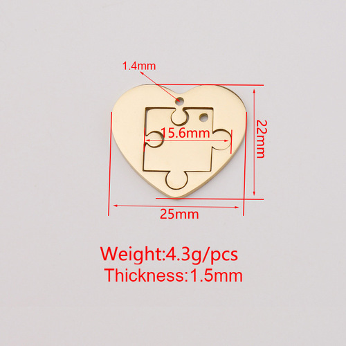 Factory direct sales creative mirror polished stainless steel love puzzle hollow geometric simple couple necklace accessories