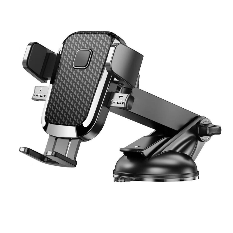 Patented car suction cup mobile phone bracket instrument panel telescopic rod bracket automatic lock leather bracket foreign trade New