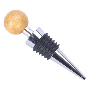 Creative Wood Round Ball Metal Wine Stopper Wine Silicone Bottle Stopper Wine Fresh Keeping Round Head Six Silk Vacuum Wine Stopper