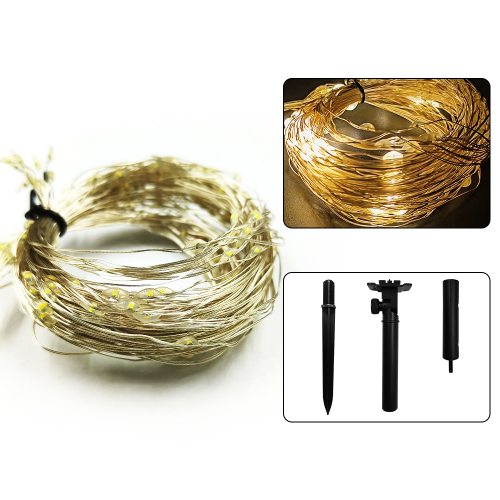 太阳能铜线灯瀑布灯led树藤灯满天星圣诞串灯室外装饰彩灯藤杖灯