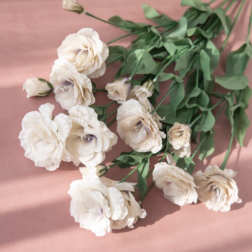 4 Head Lisianthus Artificial Flower Wholesale Manufacturer, Exotic Home Decoration, Wedding Handheld Flowers, Fake Flowers DY-397