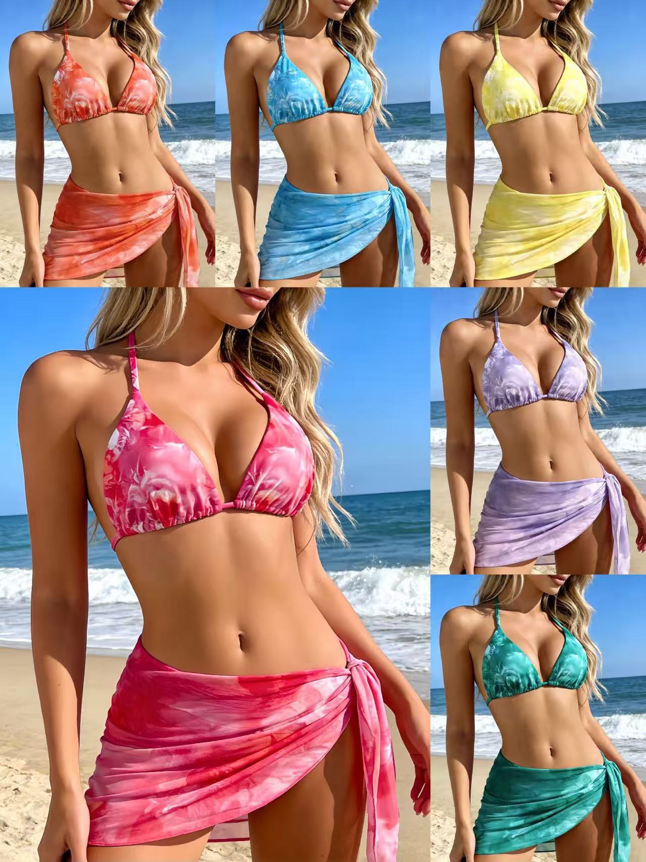 Damen Bikini Set Mit Floralem Druck Und Bindegürtel Bademode_voghion.com