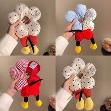 可爱趣味米奇花朵格纹屁屁发圈丸子头大肠圈扎头绳发绳高级感头花