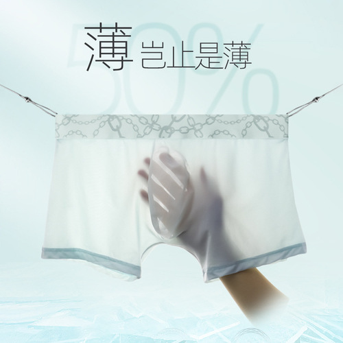 Austrian elements men's underwear ice silk boxer briefs youth mid-waist sexy boxer briefs summer ultra-thin breathable pants