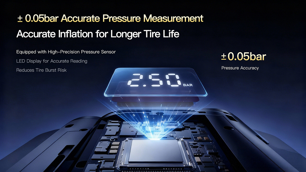 Cross-Border New Model Car Air Pump, High-Pressure Portable Electric Inflator for Cars with Tire Pressure Measurement, Wireless