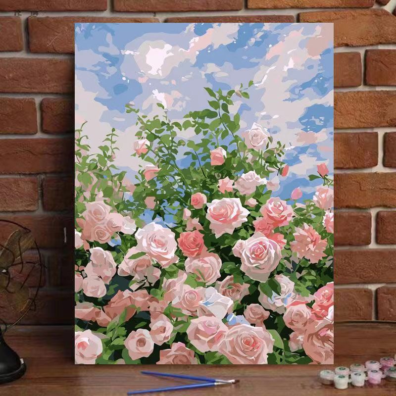 Pintura al óleo digital de estilo antiguo estilo arquitectónico de la dinastía Tang, relleno a mano, relleno de agujero, lámpara acrílica, sala de estar nueva