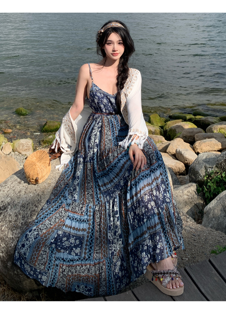 Embroidered Bohemian For Women, New Summer Strap Dress, Slimming And Lazy Design, Ethnic Style Long Dress_ecoleips.com