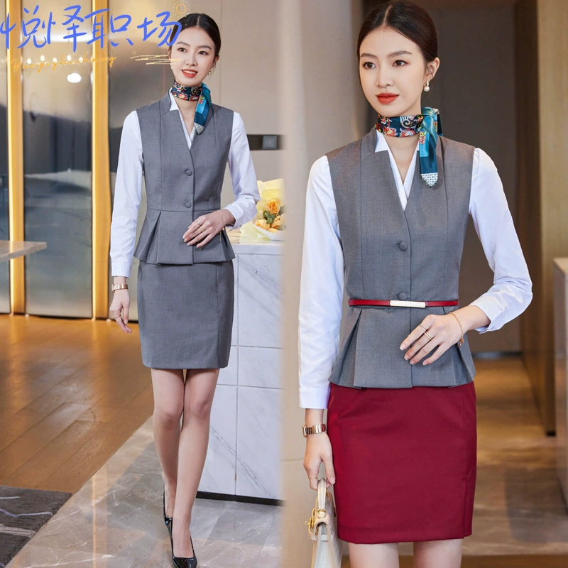 Высококачественный хлопковый жилет, Женский четырехсезонный короткий костюм, банковский отель, профессиональная рабочая одежда, жилет, жилет, Комбинезоны