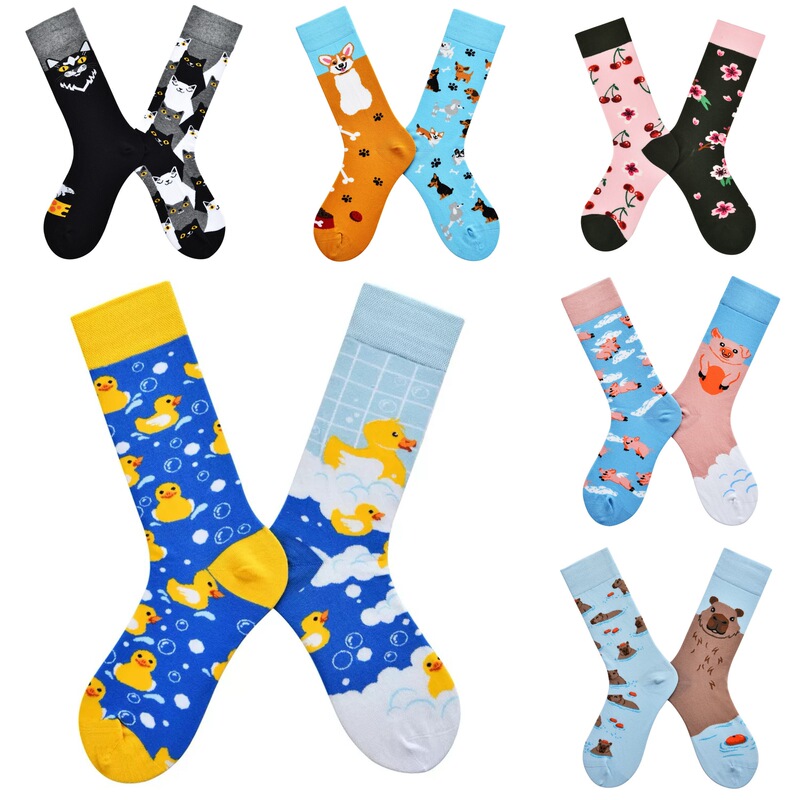 Mo Xiaochao Creative Women's Four Seasons Ab Socks Cartoon Jacquard Long Cotton Socks Casual Handmade Eyes Trendy Fun
