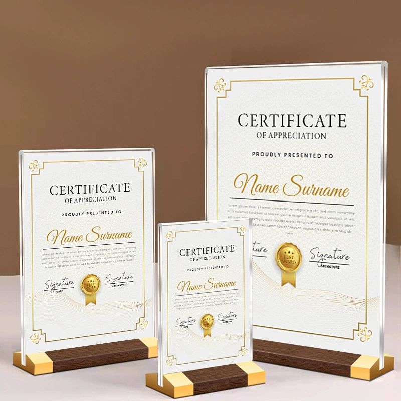 А4 орех из цельного дерева, сертификат на столе, витрина для рекламных щитов, подставка из цельного дерева, подставка для меню отеля, акриловая настольная карта