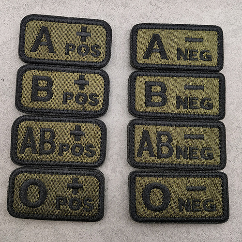 Blood type identification stamp A O AB POS NEG Embroidered tactical blood type stamp Velcro cloth armband identification stamp