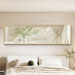 奶油風綠植光影臥室裝飾畫客廳牆面壁畫高級感主臥原木風床頭掛畫