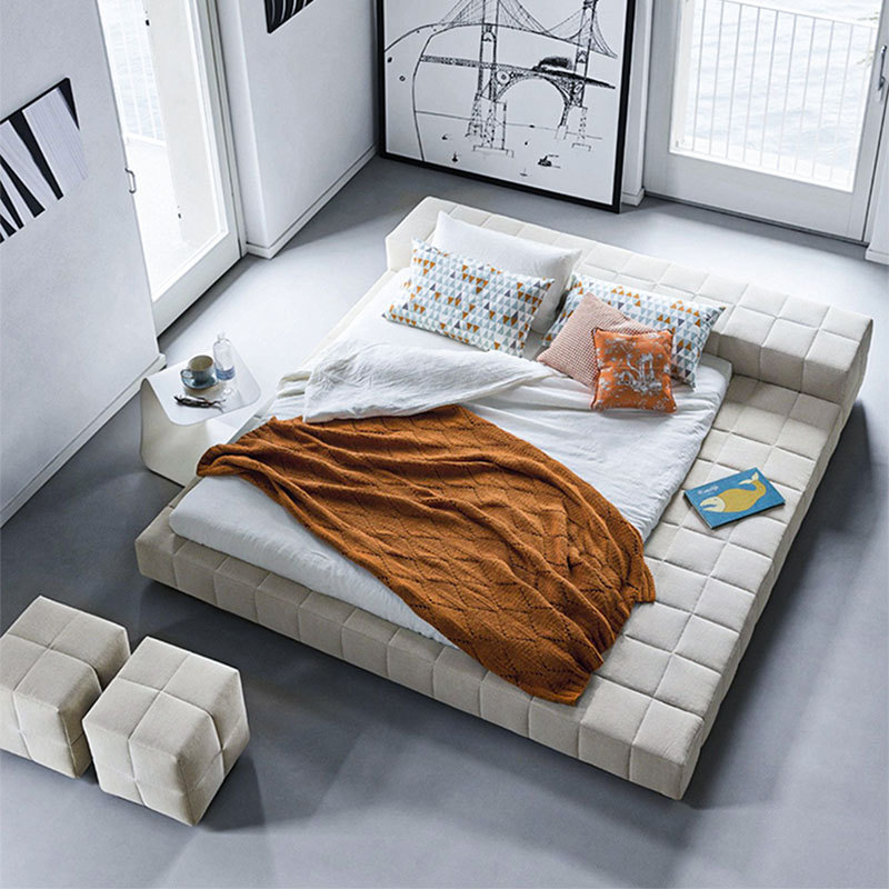 Italian Light Luxury Tatami Bed Floor-Standing Bed Modern Simple 1.8 m Fabric Bed Double Bed Modular Combination Bed