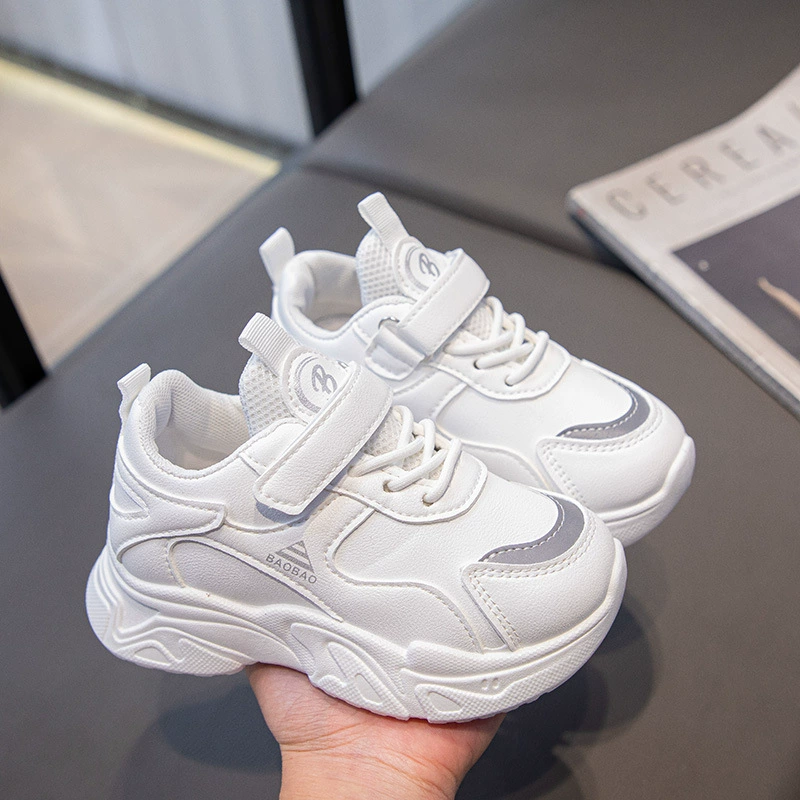Children's sports shoes, casual footwear, non-slip white shoes, soft sole, trend of season