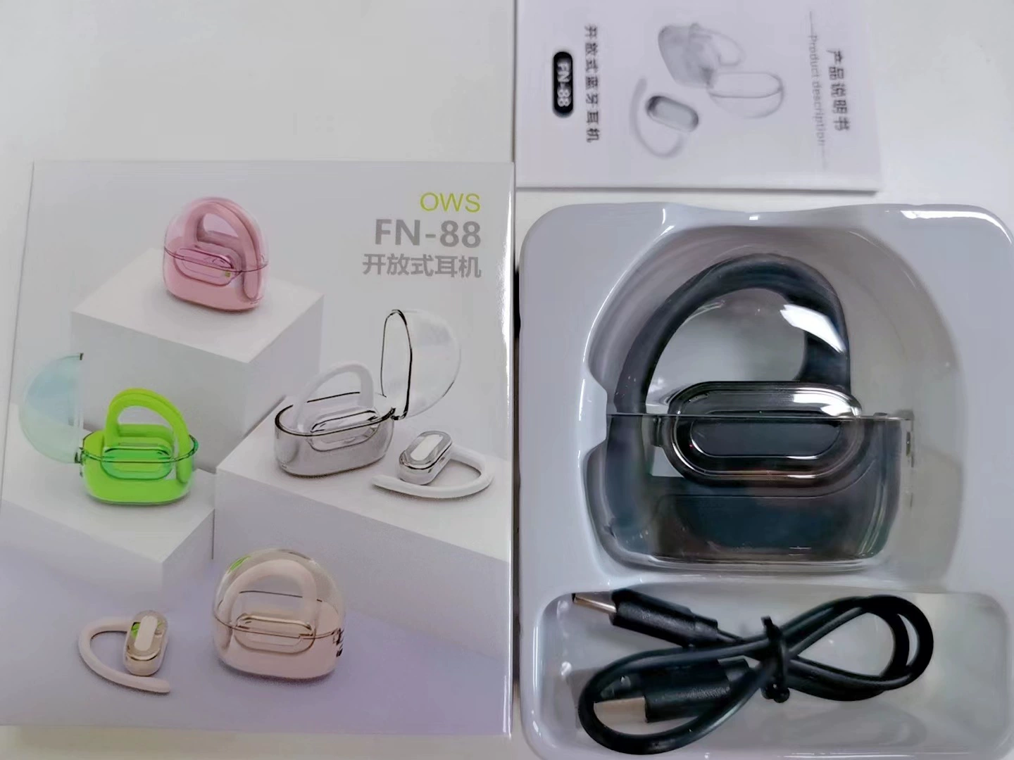 Новый прозрачный Cangka Bluetooth гарнитура OWS не в ухо беспроводной TWS спортивный Bluetooth гарнитура с ультра-долгой батареей