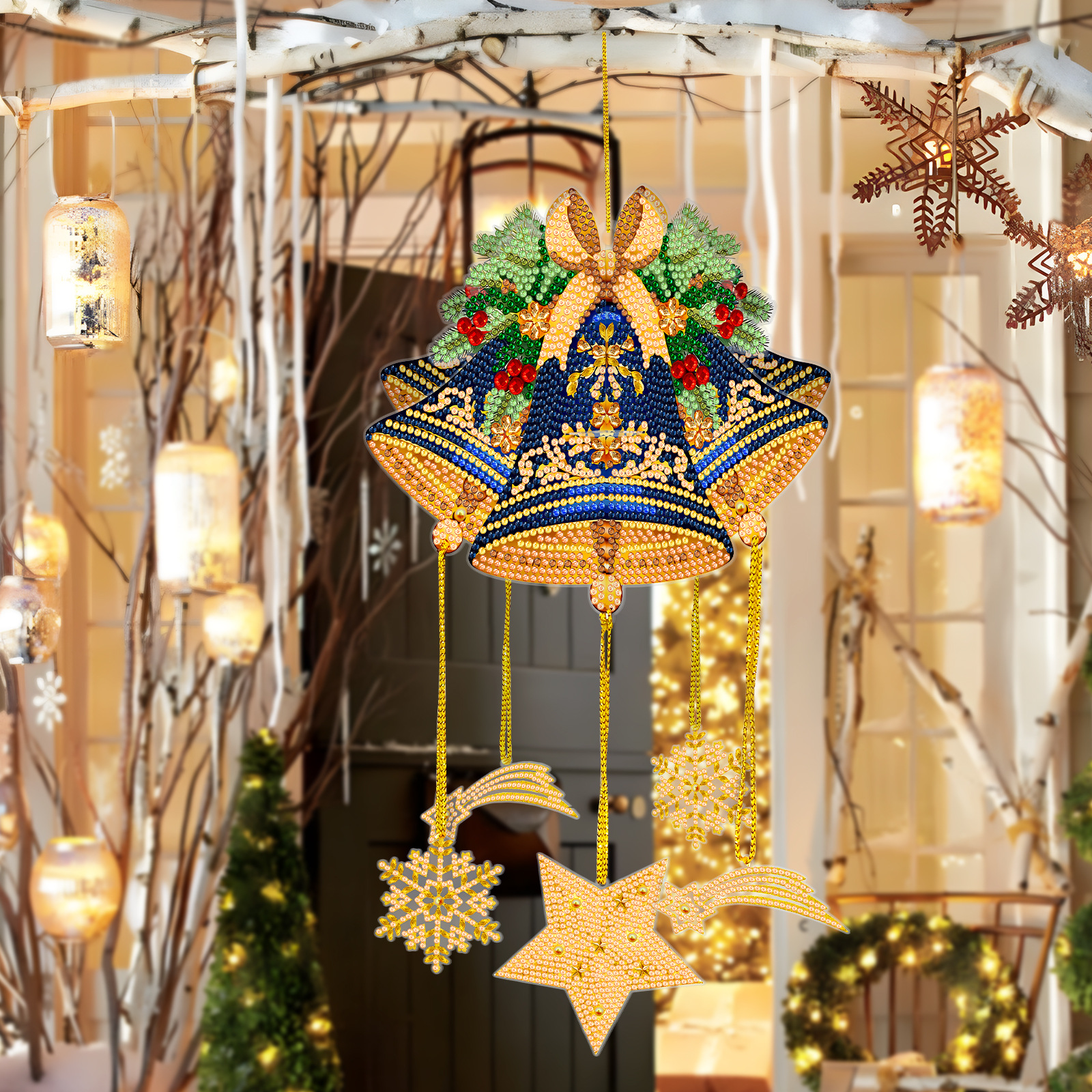 Pintura de diamante perimetral decoración hecha a mano colgante de árbol de Navidad forma de sala de estar balcón decoración de pintura puede distribuirse al por mayor