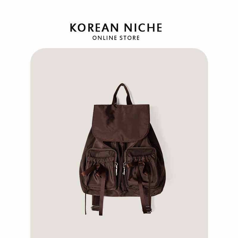 Koreanische Version des neuen Ins-Stils mit süßer Schleife, leichter Pendelrucksack aus Nylon-Canvas mit großer Kapazität_voghion.com