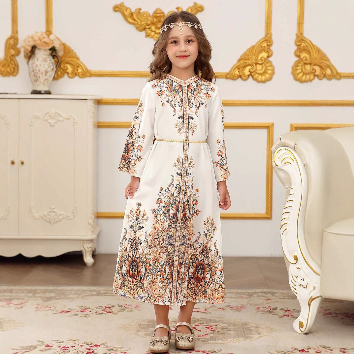 Transfronterizo Amazon vestido infantil nuevo vestido de impresión de chicas comercio exterior estilo nacional ropa infantil vestido simple image 7