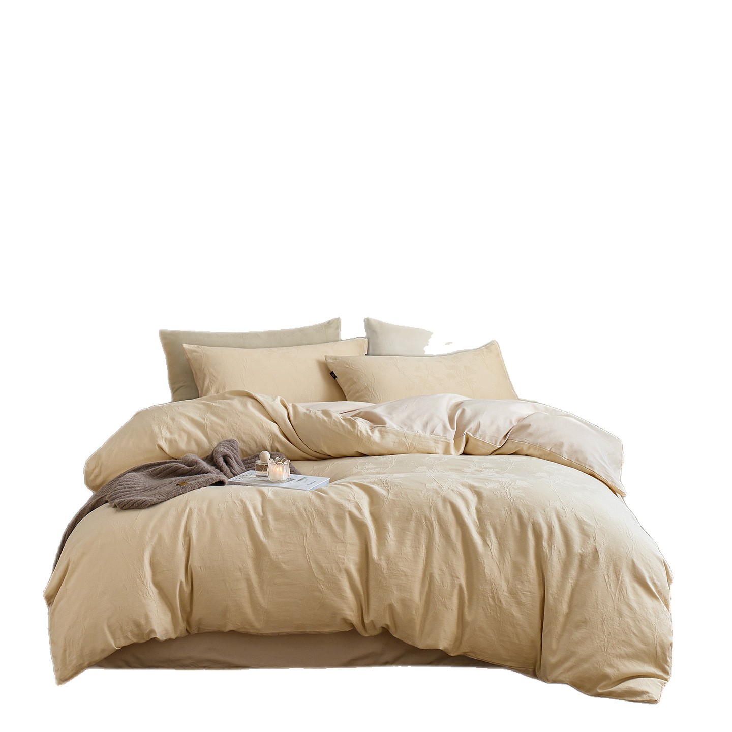 Completo letto 4 pezzi in cotone jacquard stile minimalista_voghion.com
