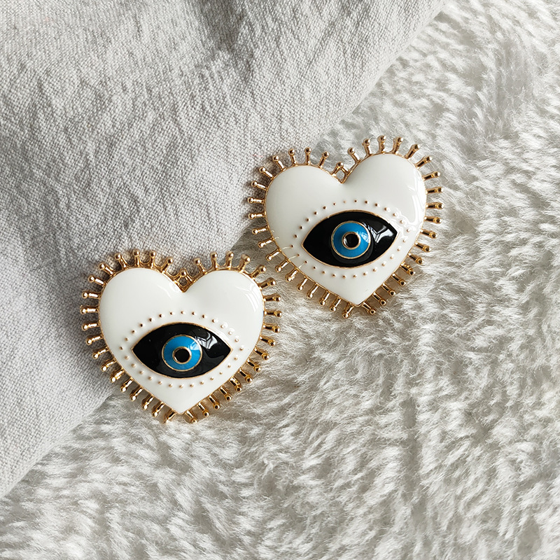 1 Pair Chinoiserie Devil's Eye Enamel Alloy Ear Studs display picture 1