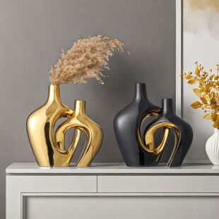 Cross-border Amazon Ceramic Cross Vase Ins Style Creative Electroplating Simple High-end Home Decoration Ornaments