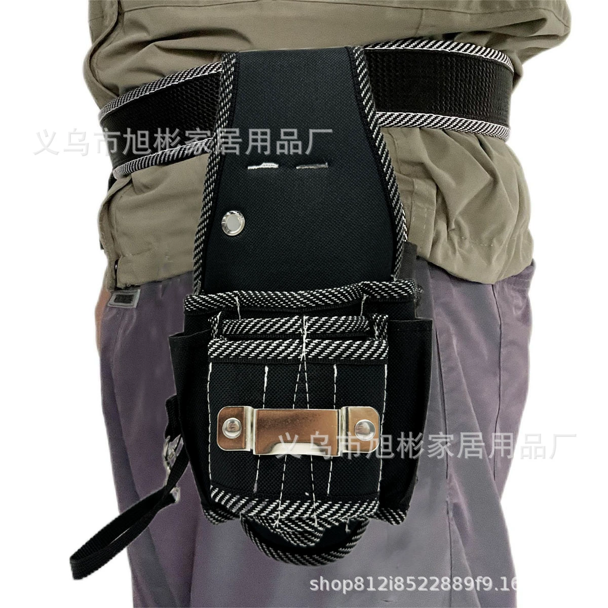 Сумка-органайзер для инструментов из ткани Оксфорд, маленькая, черная, для электрика, на пояс, оптом