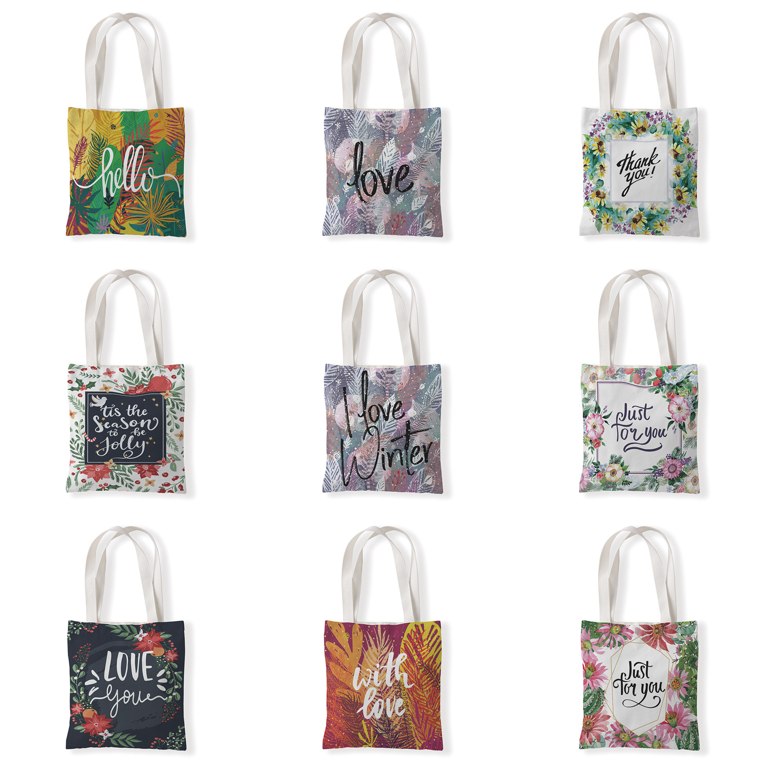 爱情创意几何帆布袋休闲斜挎单肩袋手拎定制零钱袋小清新装饰袋