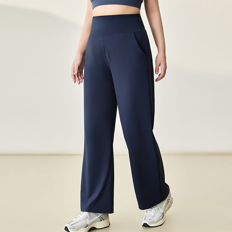 Plus-Size Women's Loose Straight-Leg Wide-Leg Casual Pants, Quick-Dry Autumn and Winter Running Training Fitness Pants
