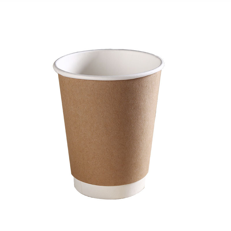 Taza de papel al por mayor taza de agua desechable personalizable 16oz piel de vaca de doble capa aislamiento térmico leche té café bebida caliente taza de papel con tapa