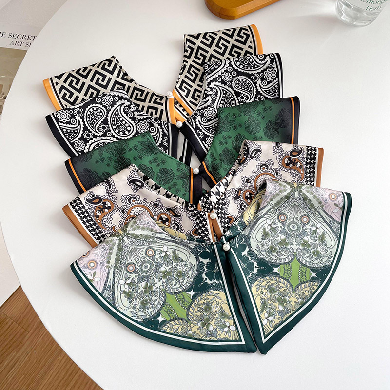 Nueva bufanda de cuello falso para mujer hebilla de perla chal exterior primavera y verano falda a juego camisa cuello-protección chaleco bufanda