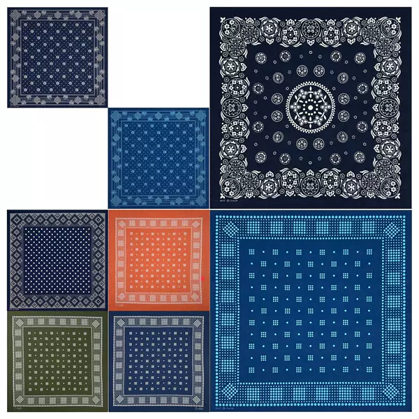 Cotton 55*55cm Bandannas, Headscarves, Square Scarves, Polka Dot Patchwork Handkerchiefs, Outdoor Sports Cycling Face Accessories