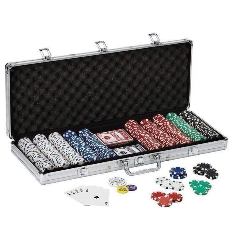 Texas Hold 'Em Poker Set Aluminum Case 500 Dice Chips flutter