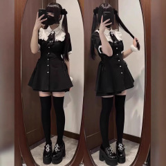 夏の学院風日系jk制服木耳の縁にワンピースをつけた女性の新しいデザイン感減齢王女のスカート