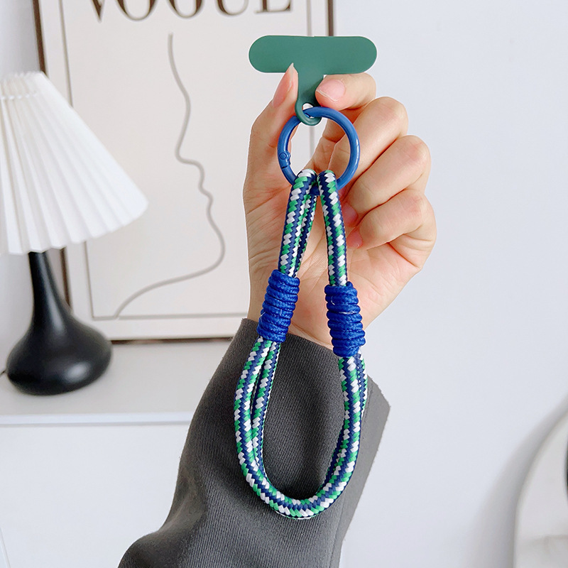 Cordón de teléfono móvil tejido simple de 2 hebras a juego de color de todo fósforo de dopamina, cordón de muñeca corto de nailon, colgante resistente a la pérdida