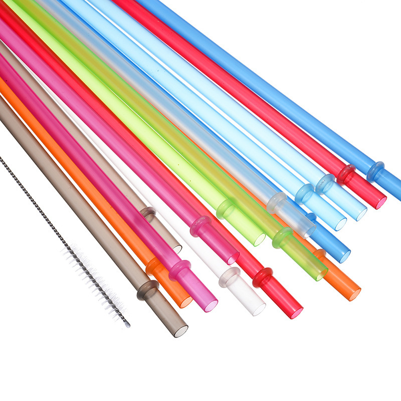Tubo rígido repetible con pajita de anillo Venta caliente transfronteriza 12 pajitas duras de rosca de color pajitas de plástico PP anti-caída