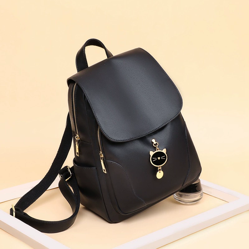 Leather capacious backpack, shoulder bag for leisure, universal travel bag