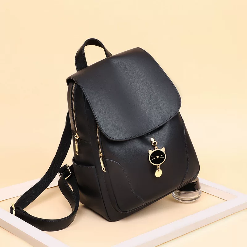 Leather capacious backpack, shoulder bag for leisure, universal travel bag