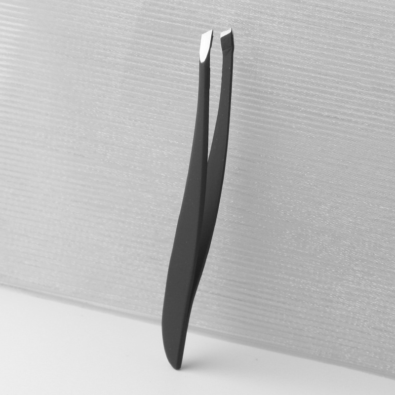 Fabricante en stock COLOR DE ACERO INOXIDABLE plana oblicua ceja clip punta depilación pinzas barba tirando herramienta belleza traje