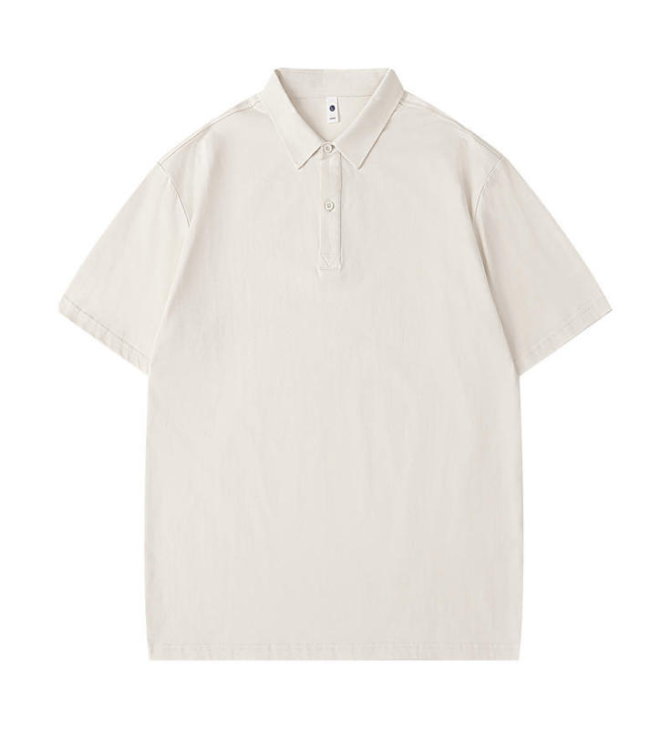 250G平織り双糸精梳純綿ドロップショルダーラペルポロシャツ半袖Tシャツメンズトレンドブランド無地Tシャツライトトレンド|undefined