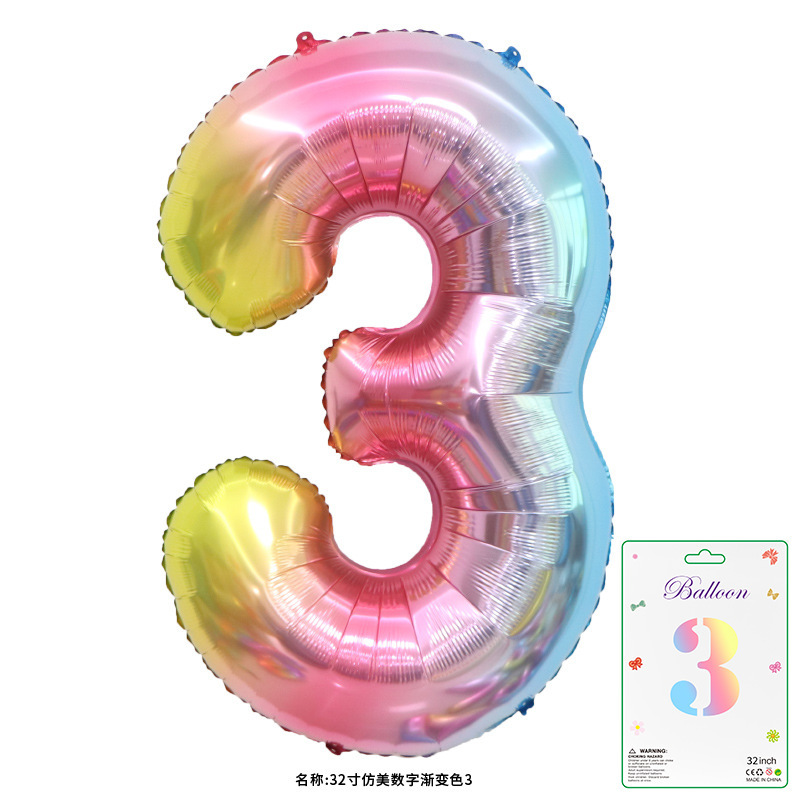 32寸卡装美版数字0到9气球儿童生日派对装饰婚庆婚房布置数字气球|undefined